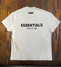 Fear of God ESSENTIALS light oatmeal Logo Crew Neck Short Sleeve T-Shirt Men's M