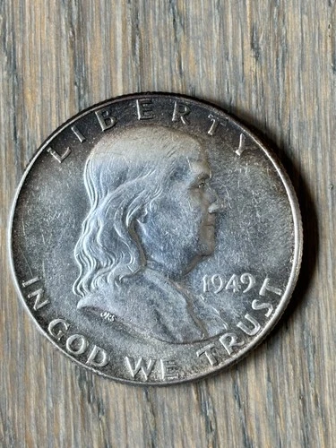 1949 P Franklin Half Dollar Philadelphia Luster Key Date Toning UNC Silver