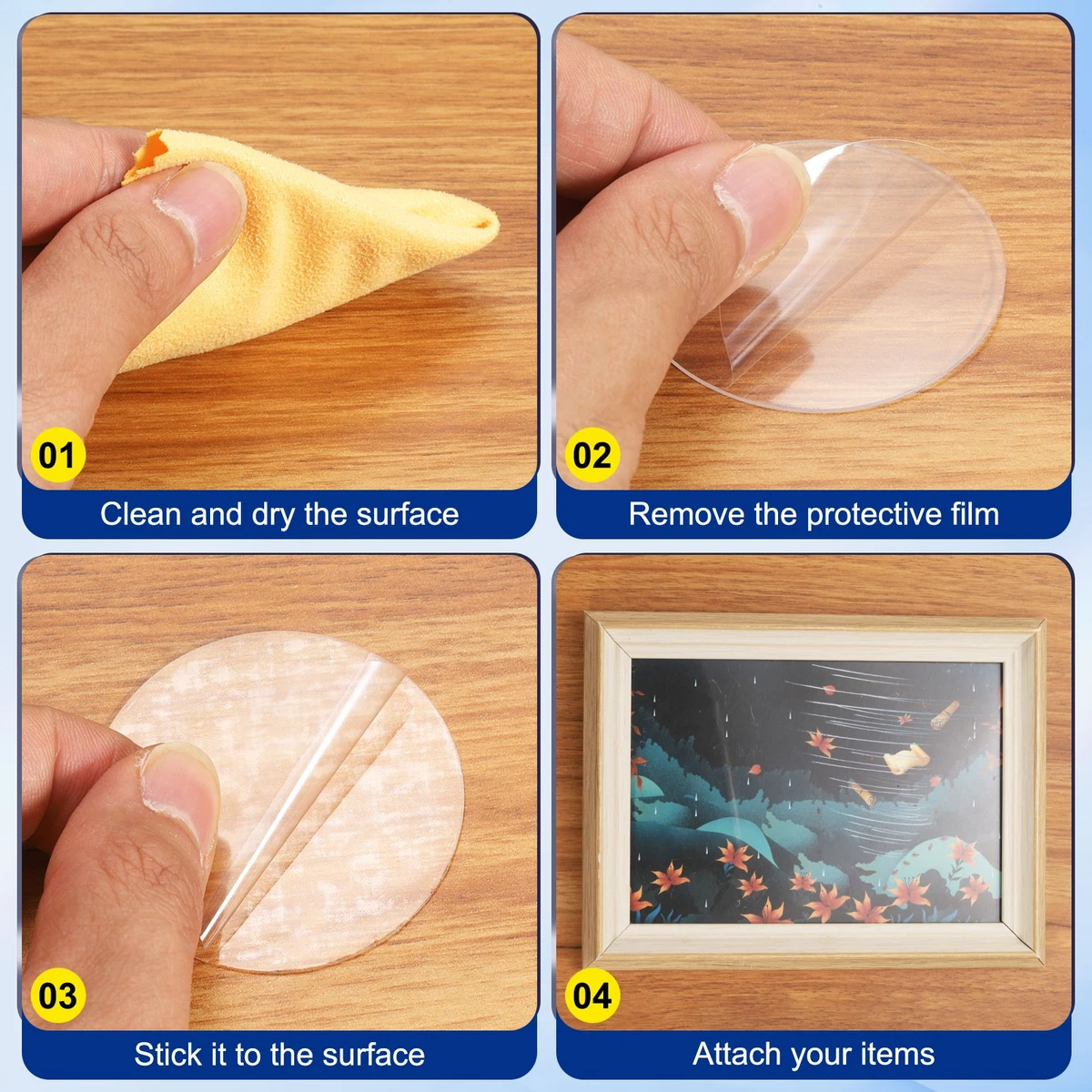20 uds almohadillas adhesivas de doble cara redondas 30x30 mm lámina acrílica transparente