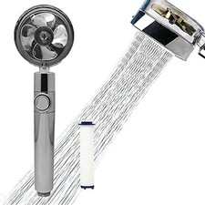 HIGH PRESSURE WATER SAVING SHOWER HEAD-SILVER PROPELLER-TURBO DRIVE JET SHOWER
