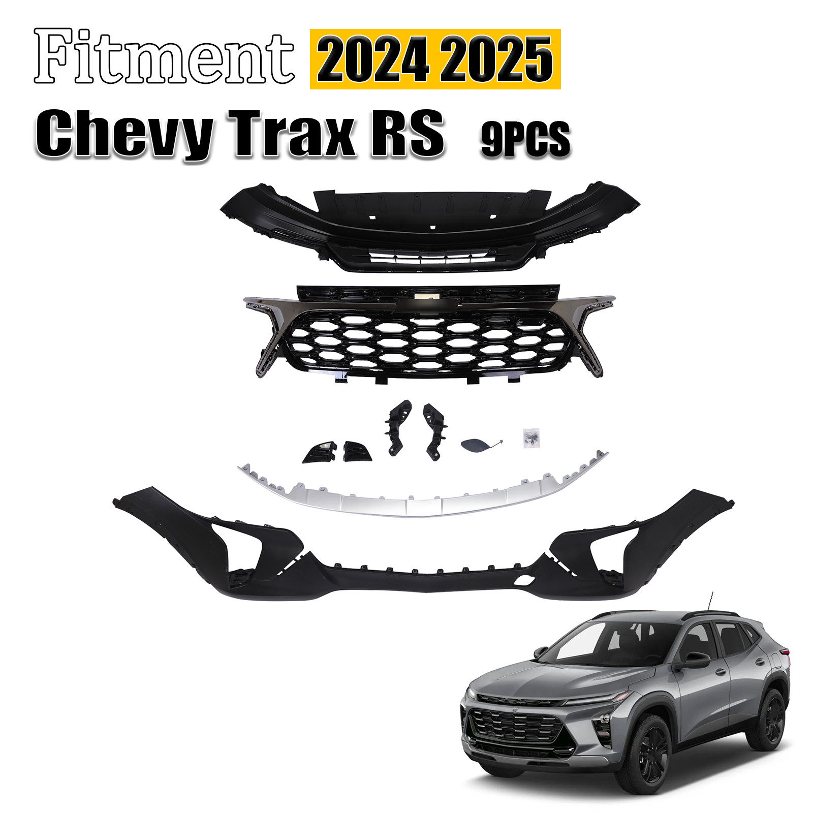 NEW Front Bumper Cover Grille Assembly Grill Fit For Chevy Trax RS 2024 2025