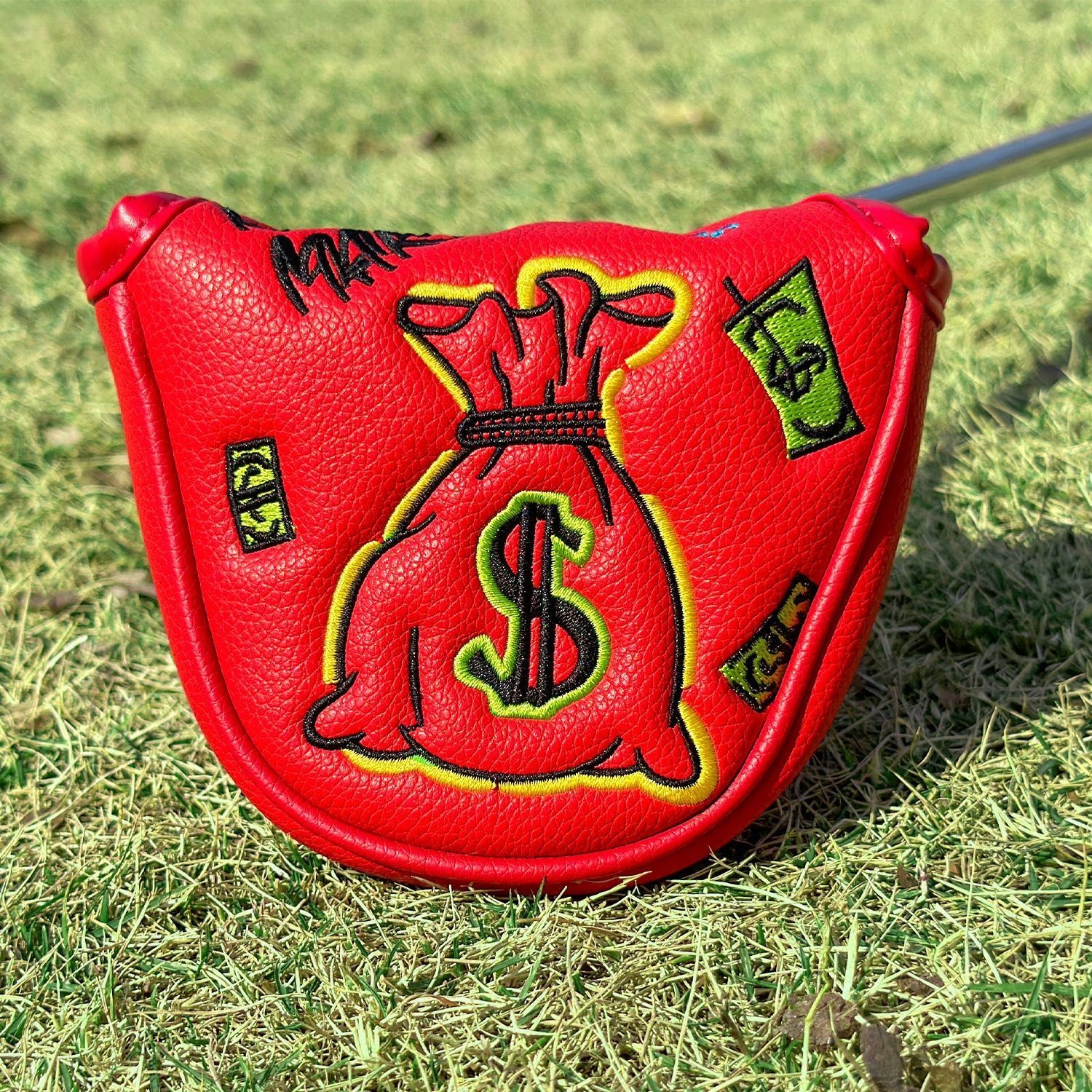 Golf Putter Head Cover Red Magnetic Closure 