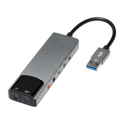 Aluminium USB Externes Audio Interface SPDIF Optischer Ausgang 5.1 Kanal Unterst