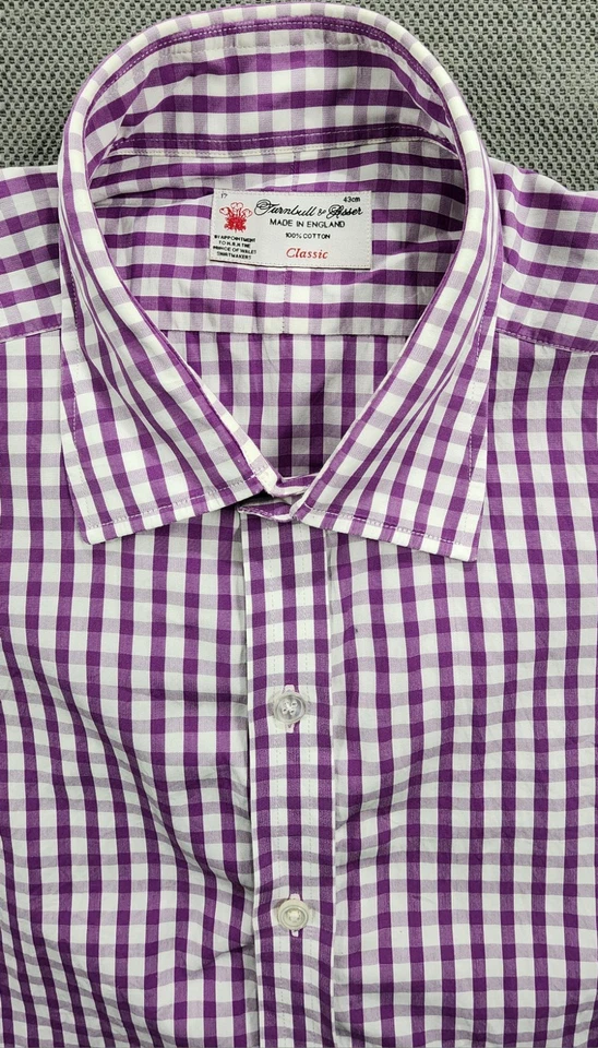 Turnbull & Asser  Purple/white Check Cotton Dress Shirt  17-43 Classic - Image 2 of 4