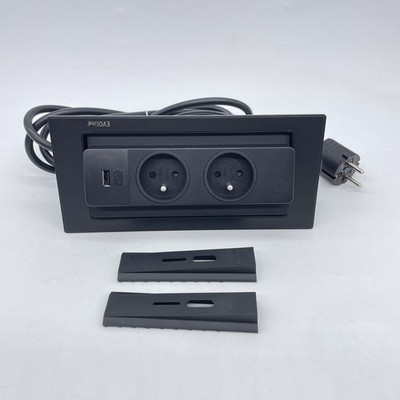 Evoline Backflip Retractable Power Outlet 2 Sockets mit USB-C-Ladegerät, Plastik