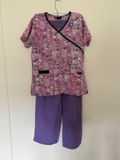 women s Purple And Pink Size Extra Small Scrub Set ACTUAL