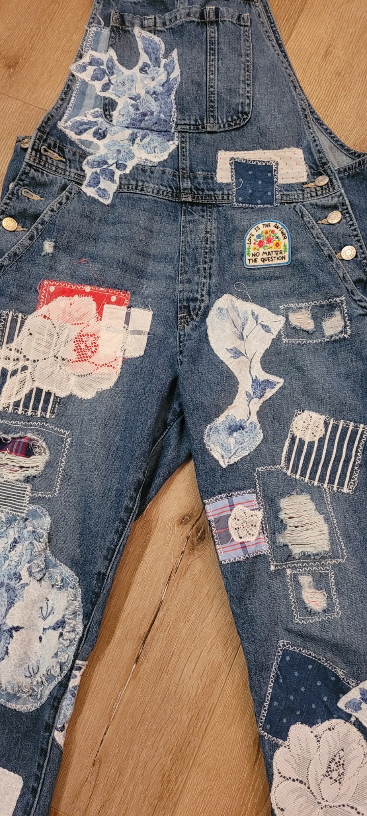 Custom Hand-Crafted Patchwork Overalls Gap-small … - image 8