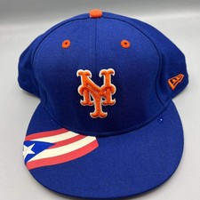 New York Mets Hat Men 8 Blue Puerto Rico Flag 59Fifty New Era MLB Fitted Cap