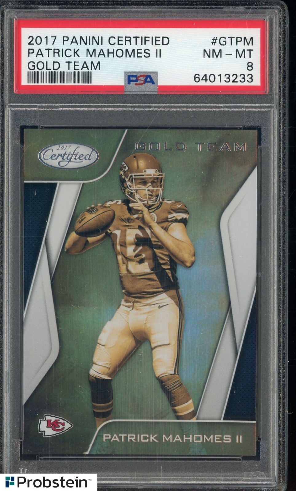 2017 Panini Certified Gold Team Patrick Mahomes II Chiefs RC Rookie PSA 8