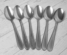 Oneida Flight Reliance Teaspoons Glossy Stainless Flatware K215 Lot of 6