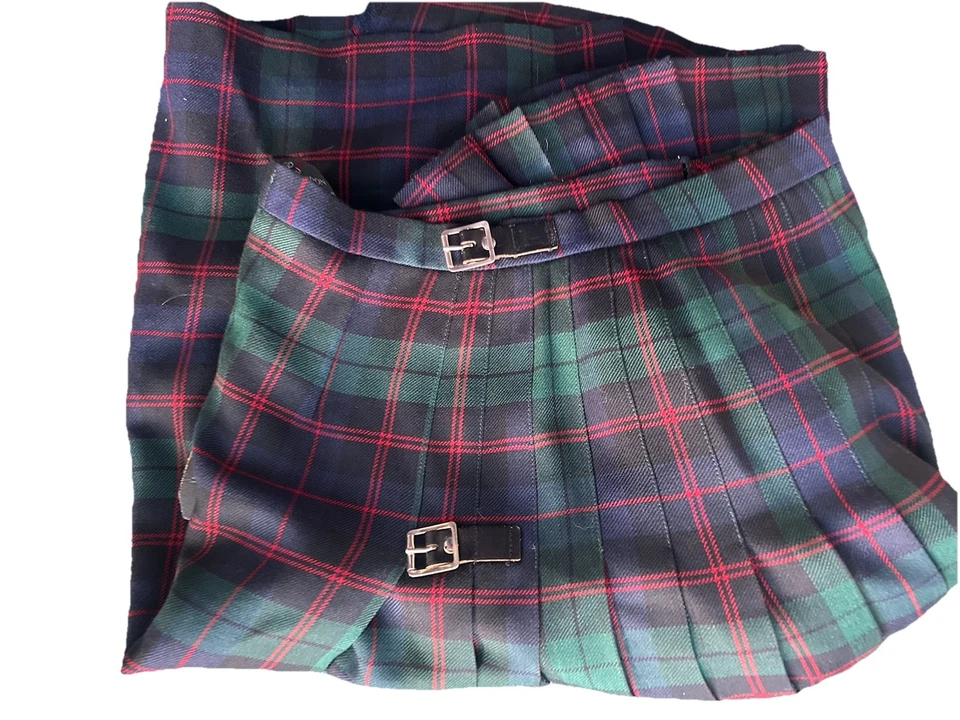 Falda escocesa Lochcarron 100 % lana nueva hecha en Escocia azul verde rojo tartán Foto 2 de 4