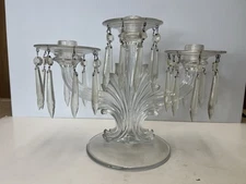 Fostoria Clear 3 Light Candlestick with Bobeches & 24 Prisms - Beautiful!