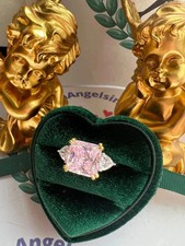 5.10 Ct Princess Cut Certified Natural Pink Sapphire Diamond Ring 14k White Gold