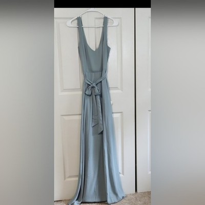 Show Me Your MuMu Jenn Maxi Dress Size LG Silver Sage Crisp Bridesmaid Wedding