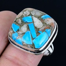 Superb Spiny Oyster Gemstone Handmade 925 Sterling Silver Ring Size 8