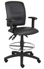 Boss Multi-Function LeatherPlus Drafting Stool W/ Adjustable Arms MODEL  B1646