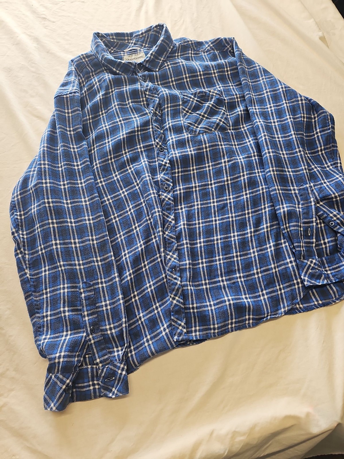 Craghoppers Men's Blue Plaid Flannel Shirt 3XL T824 image 3