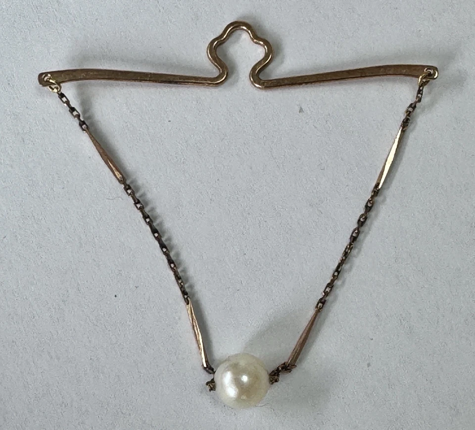 Precioso clip de corbata vintage puro de 10 quilates de oro rosa WAKO GINZA TOKYO perla Foto 4 de 4