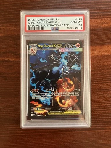2025 POKEMON PFL EN-PHANTASMAL FLAMES #125 MEGA CHARIZARD X EX PSA 10