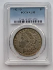 1921-D Morgan Dollar, Graded, PCGS AU 55 Almost Uncirculated, 90% Silver+Toning
