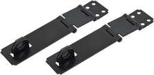 Double Hinge HASP and Fixed Staple, 4-1/2", Steel, Black, 2 Pack, Made in Taiwan