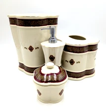 Croscill Bellisimo Tissue Box 6"/Soap 7"/Trash10"/Canister 5" Bath Accessories-4