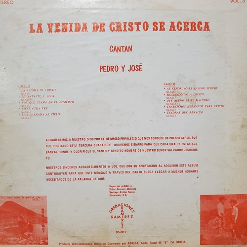 “Tejano Tex-Mex/Latin" Dua Sinai "La Venida de Cristo se Acerca" Rare LP - Picture 2 of 2