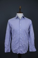 Eton Blue Contemporary Long Sleeve Angle Cuff Button Down Dress Shirt 40 / 15.75