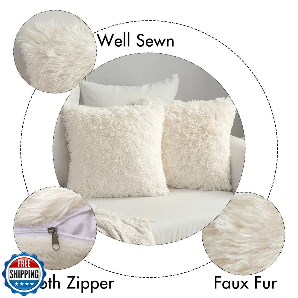 MIULEE Pack de 2 fundas de almohada de lujo de piel sintética invierno Foto 3 de 4