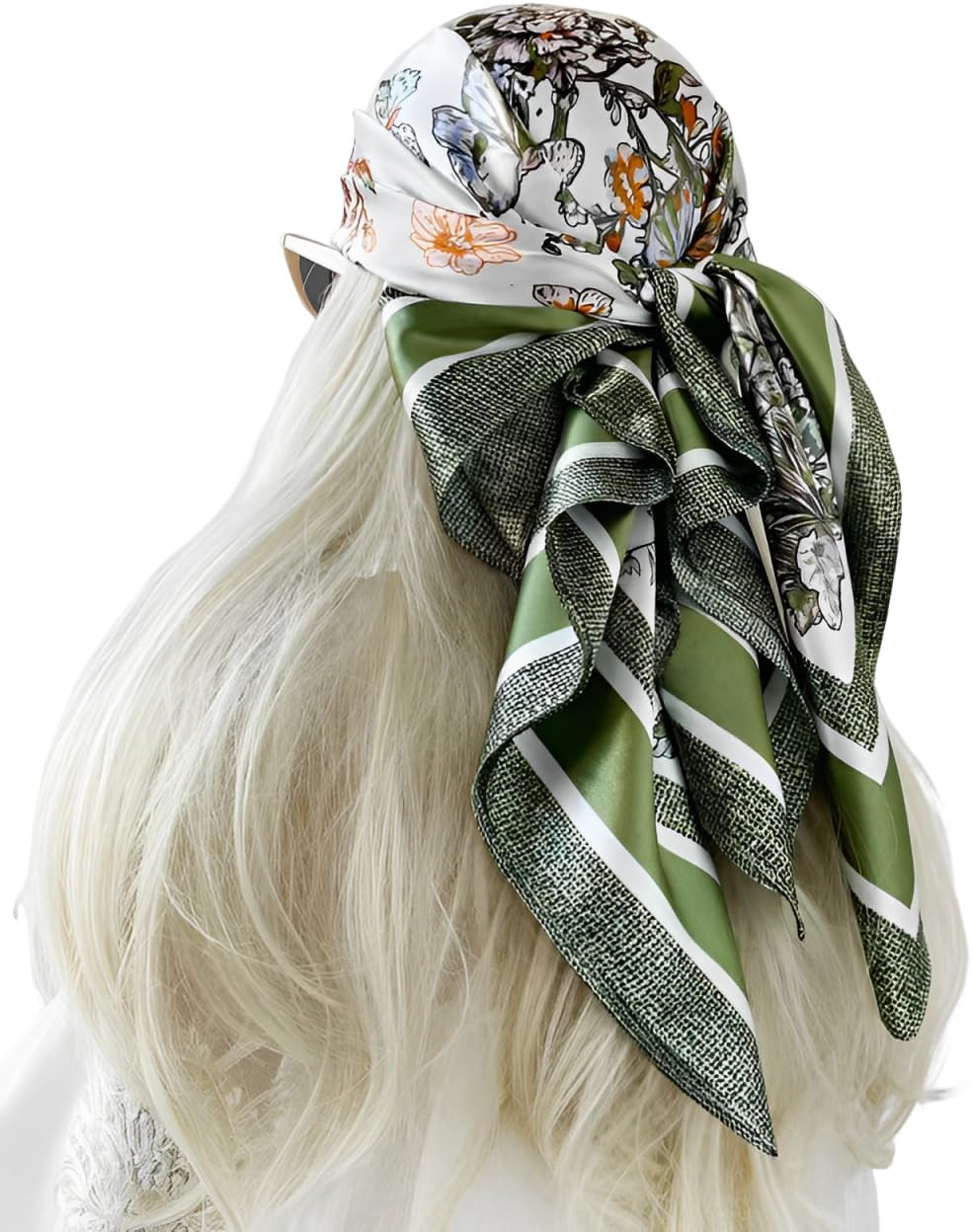 Satin Head Scarf for Women, Silk-Like Square Hair Wrap for Sleeping, Non-Slip Tw