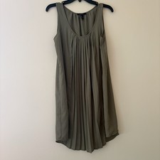 Forever 21 Olive Green Pleated Sleeveless Shift Mini Dress Small Flowy A-Line