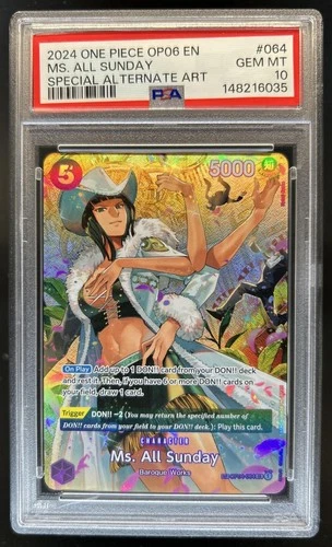 2024 One Piece Wings Of Captain Ms All Sunday Special Alt Art #OP04-064 PSA 10