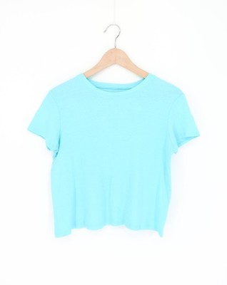ENZA COSTA Recycled Jersey Perfect Tee Top Blue M $125 A1 460