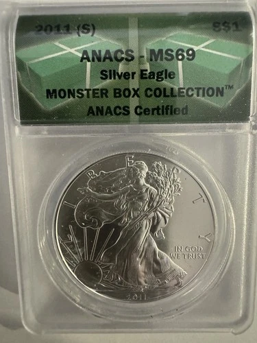 2011 (S) AMERICAN SILVER EAGLE. ANACS – CERTIFIED MS 69. MONSTER BOX COLLECTION