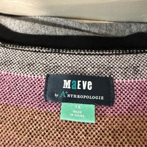 Maeve Anthropologie A+ Plus Size Heart Cardigan Cropped Fair Isle Knit Geometric - Picture 6 of 8