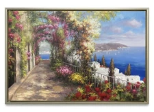 Hungryartist -Original Oil Painting of Flower Garden on Canvas 24x36 Framed