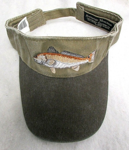 REDFISH Sport Visor Cap TAN BROWN Fish Fishing Hat Adjustable