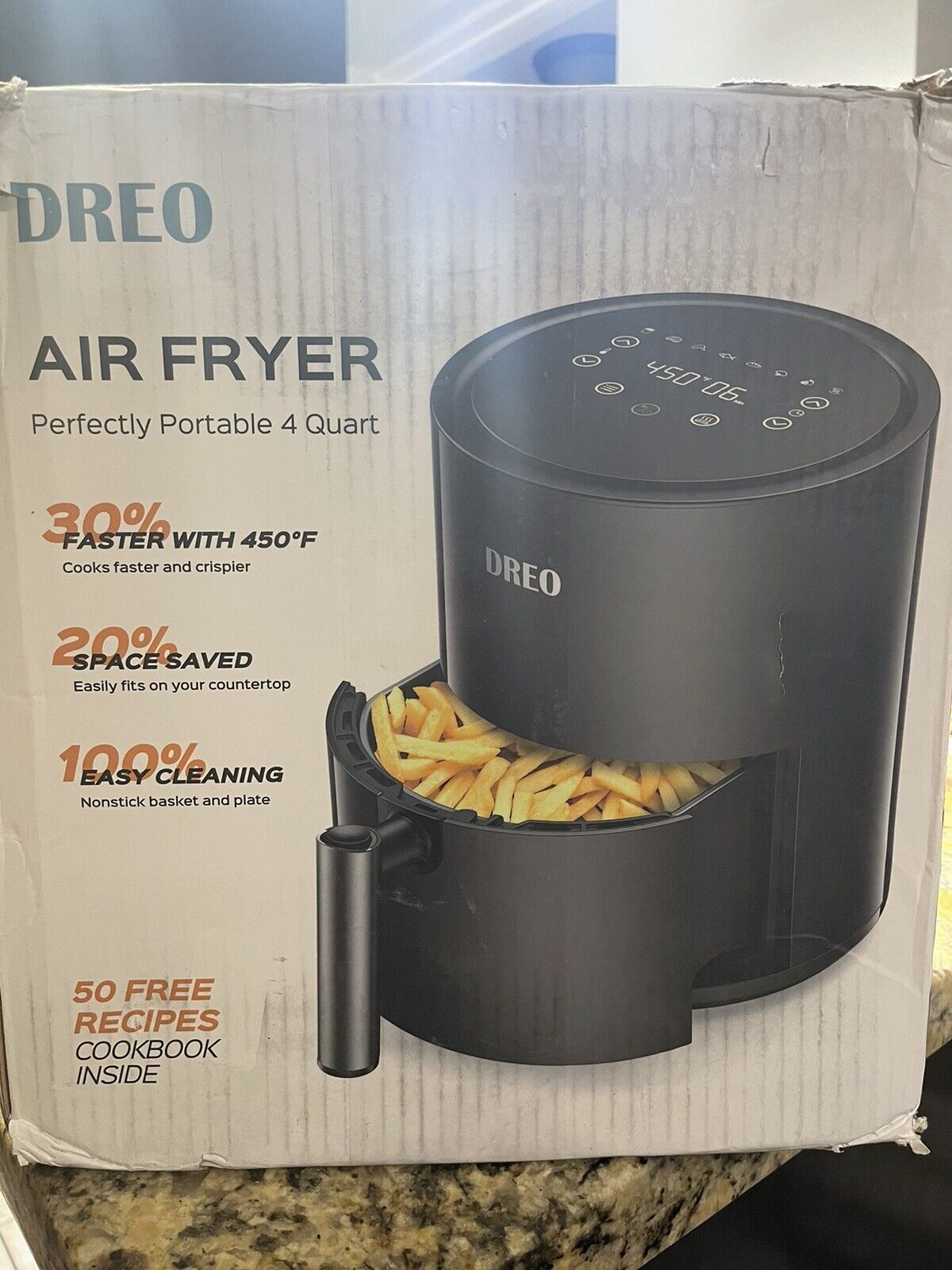 Dreo Air Fryer - 100℉ to 450℉, 4 Quart Hot Oven Cooker with 50 Recipes