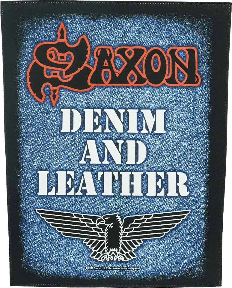 RAZAMATAZ Saxon - Denim and Leather - 14" x 11" Printed Back Patch