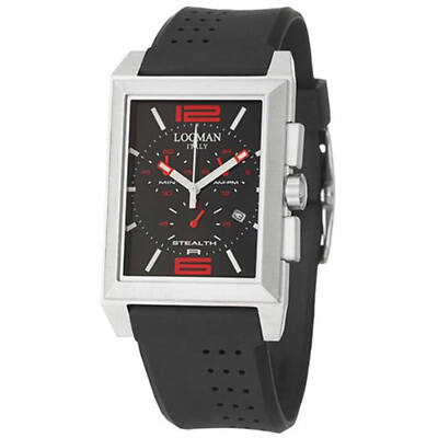 Locman Men's Watch Sport Quartz Steel Case Black Dial Rubber Strap 242BKRD1BK