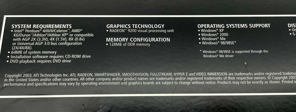 NEW ATI Radeon 9200 128M AGP 8X/4X VGA/VO 100-436010 Video Graphics Card - Image 4 of 4