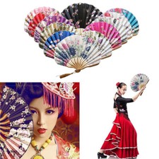 Fashion Chinese Style Hand Fan Bamboo Floral Folding Fan Party Wedding Decor 1PC
