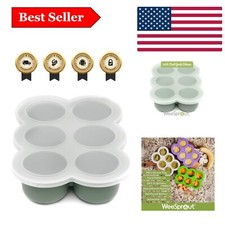 Flexible Silicone Baby Food Freezer Tray - 6x3oz with Clip-on Lid  Measurements