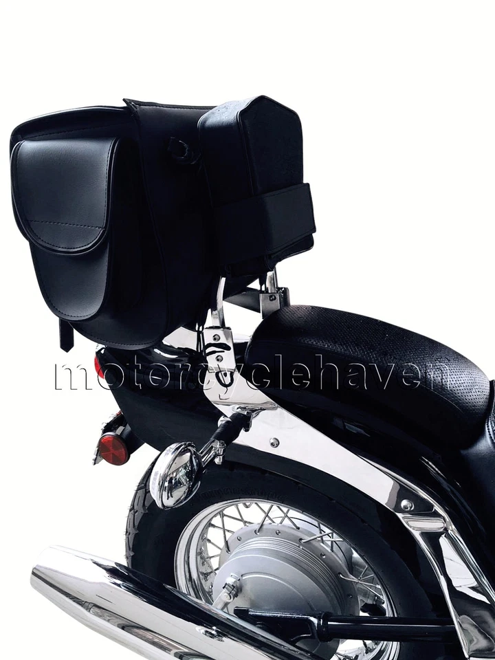 Chrome Sissy Bar Backrest with Luggage Rack for 1998-up Yamaha V Star 650 Custom - Image 2 of 4