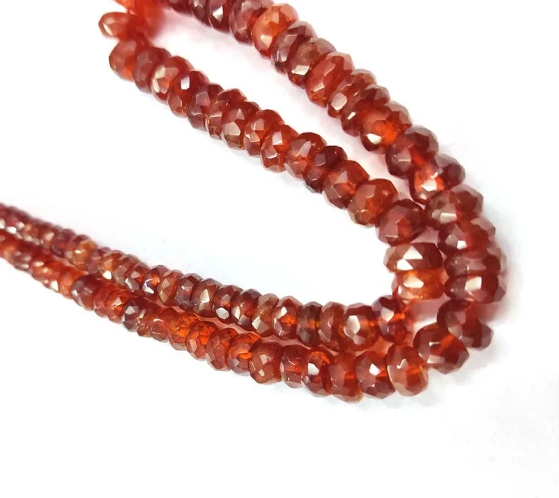 Cuentas rondelle facetadas granate hessonita 14" granate hessonita natural 5-10 mm cuentas Foto 2 de 4