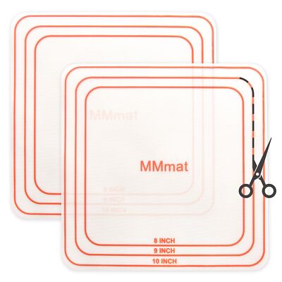 Silicone Baking Mat, Set of 2 Square Non-Stick Cuttable Baking Mats 8/9/10 in...