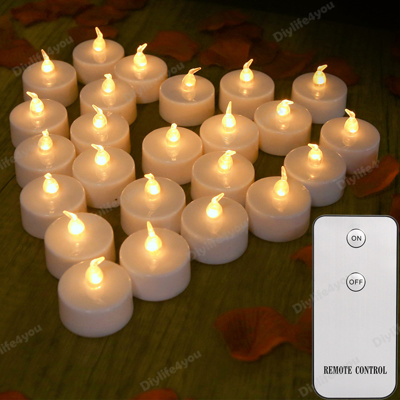 Flammlos LED Teelichter LED Kerzen Licht Flackern mit Fernbedienung 6/12/24PCS