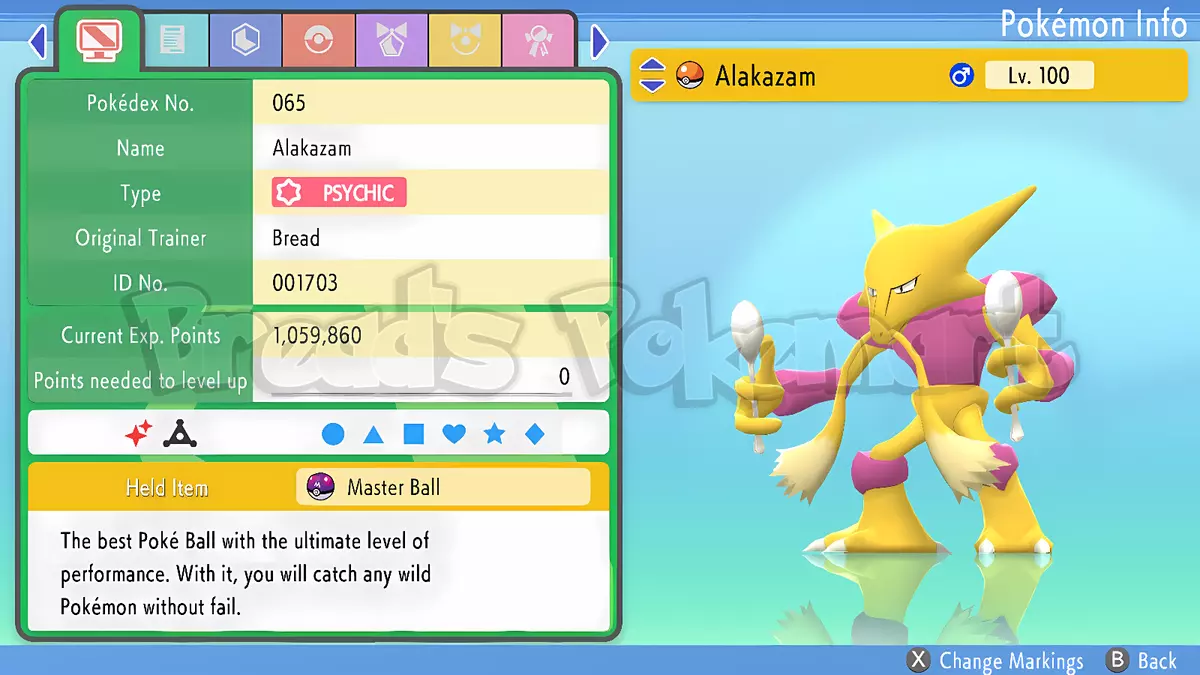 6IV Shiny Alakazam Pokemon Brilliant Diamond and Shining Pearl