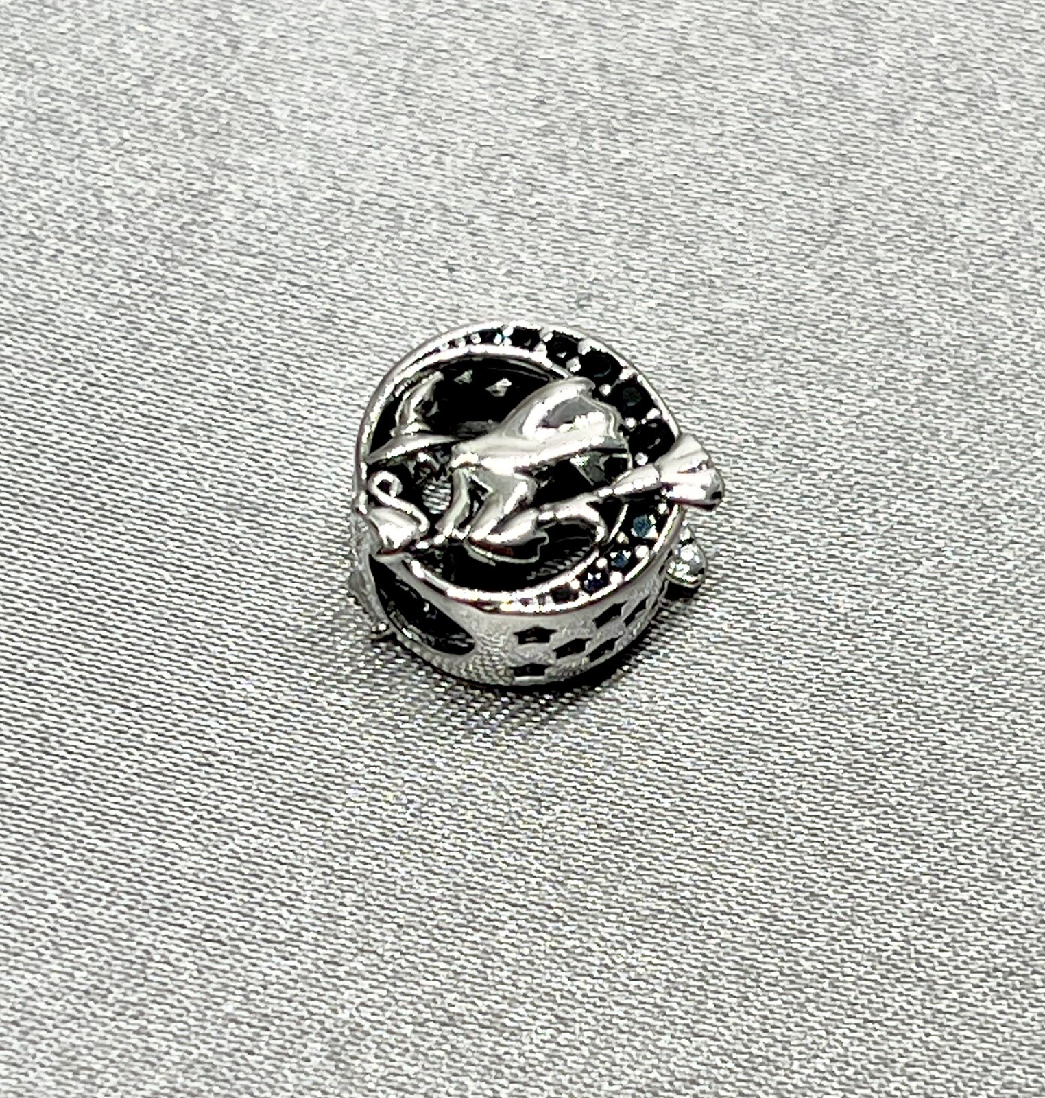 Witch On Broom Charm Bead Flying Halloween Cat Genuine 925 Sterling Silver Gift