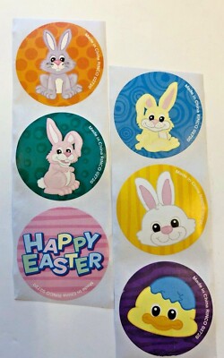 25 Happy Easter Stickers Party Favors Teacher Supply Bunny Chick #2